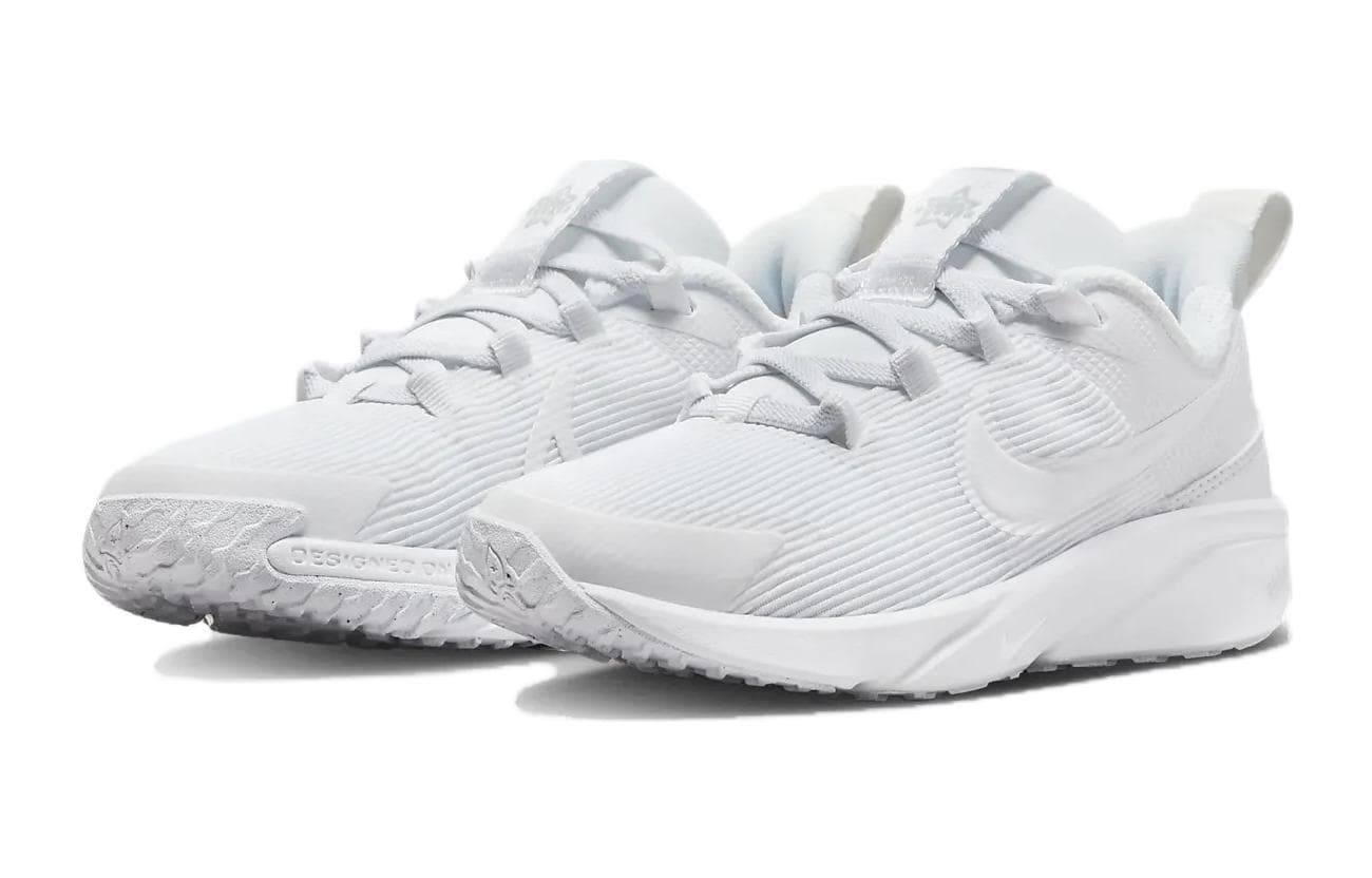 Кроссовки Nike Star Runner 4 Противоскользящие Амортизация Устойчивые к износу Низкие Детские Беговые Кроссовки Белые Детские - изображение 4
