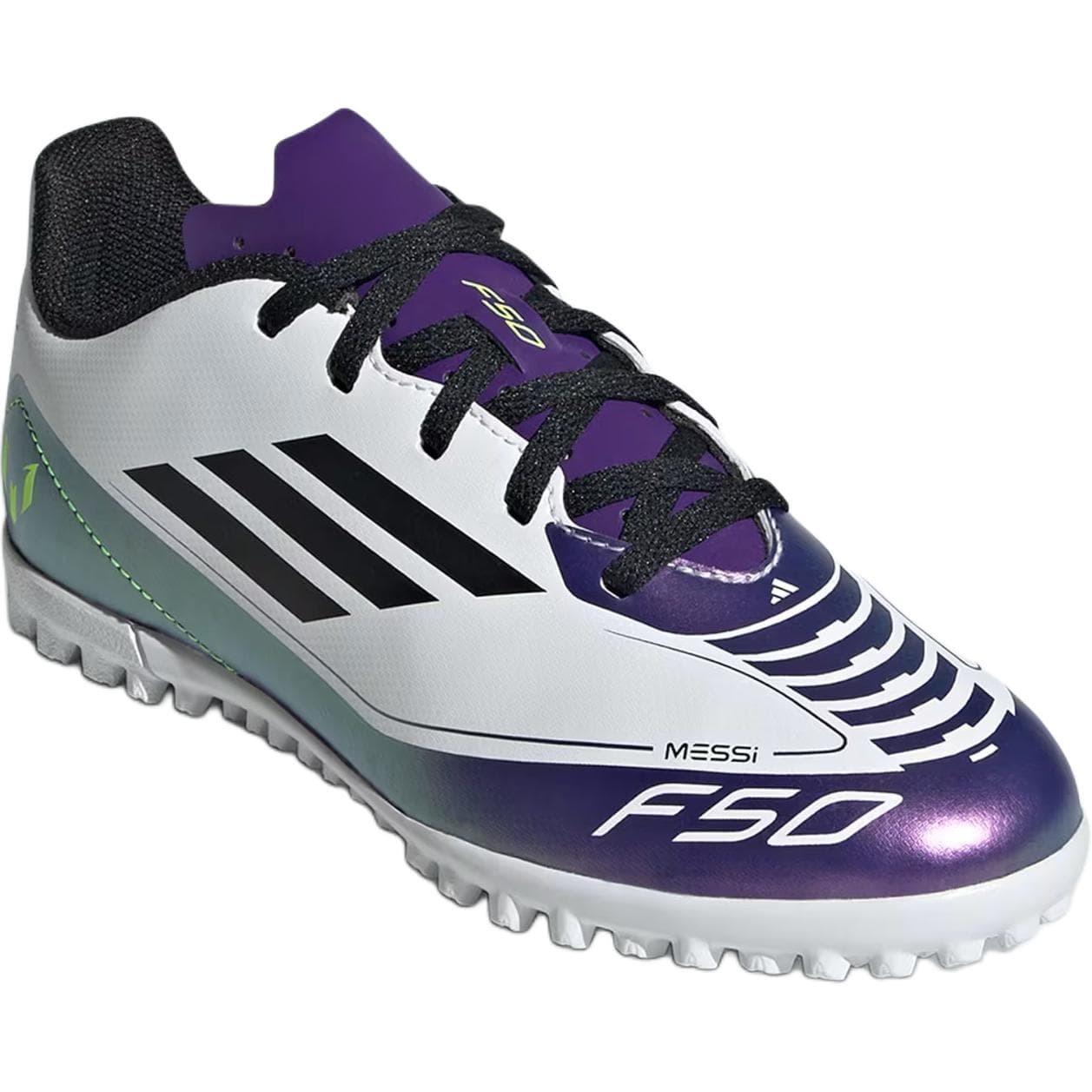 Бутсы Adidas F50 CLUB Устойчивые к истиранию противоскользящие низкие детские футбольные бутсы белого цвета для детей - изображение 3