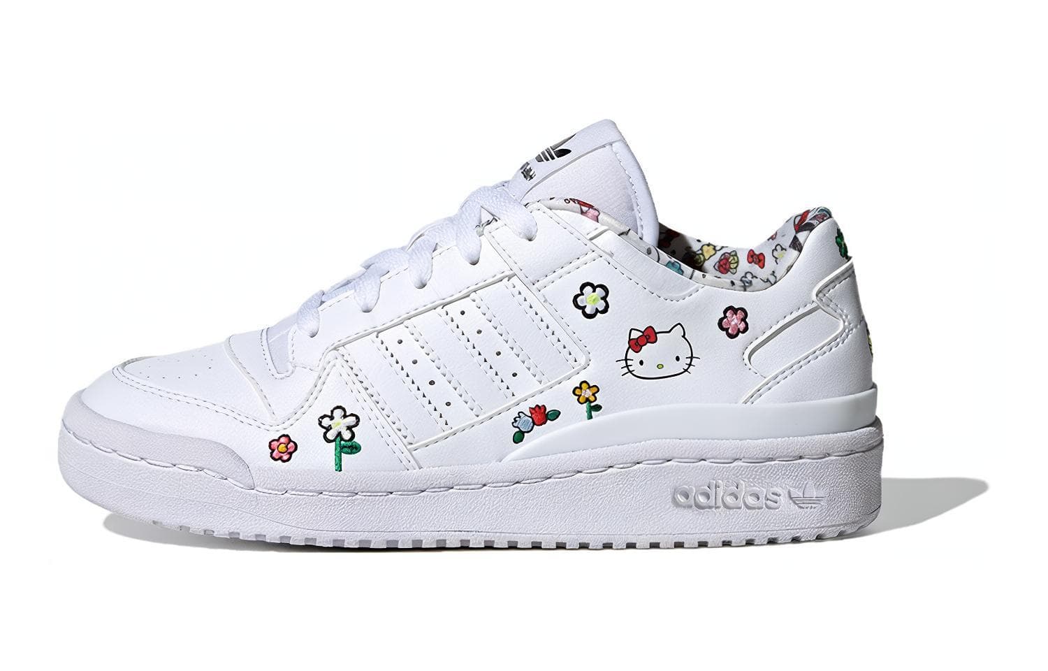Кроссовки Hello Kitty X adidas originals FORUM Синтетическая кожа Удобная Амортизация Низкий верх Детская Скейтбординг Обувь Белый - изображение 1