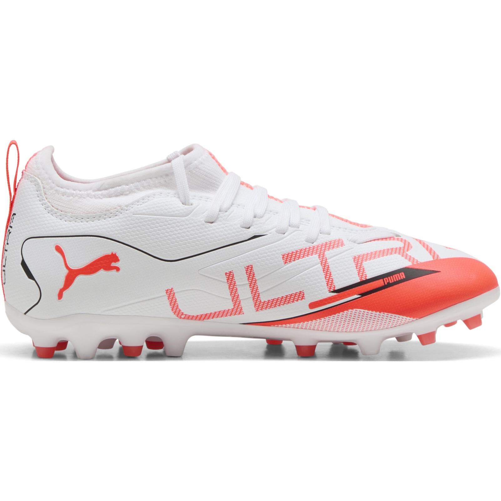 Бутсы PUMA Ultra 5 Match Low Детская футбольная обувь PUMA Белый Черный Ярко-красный Детская - изображение 2