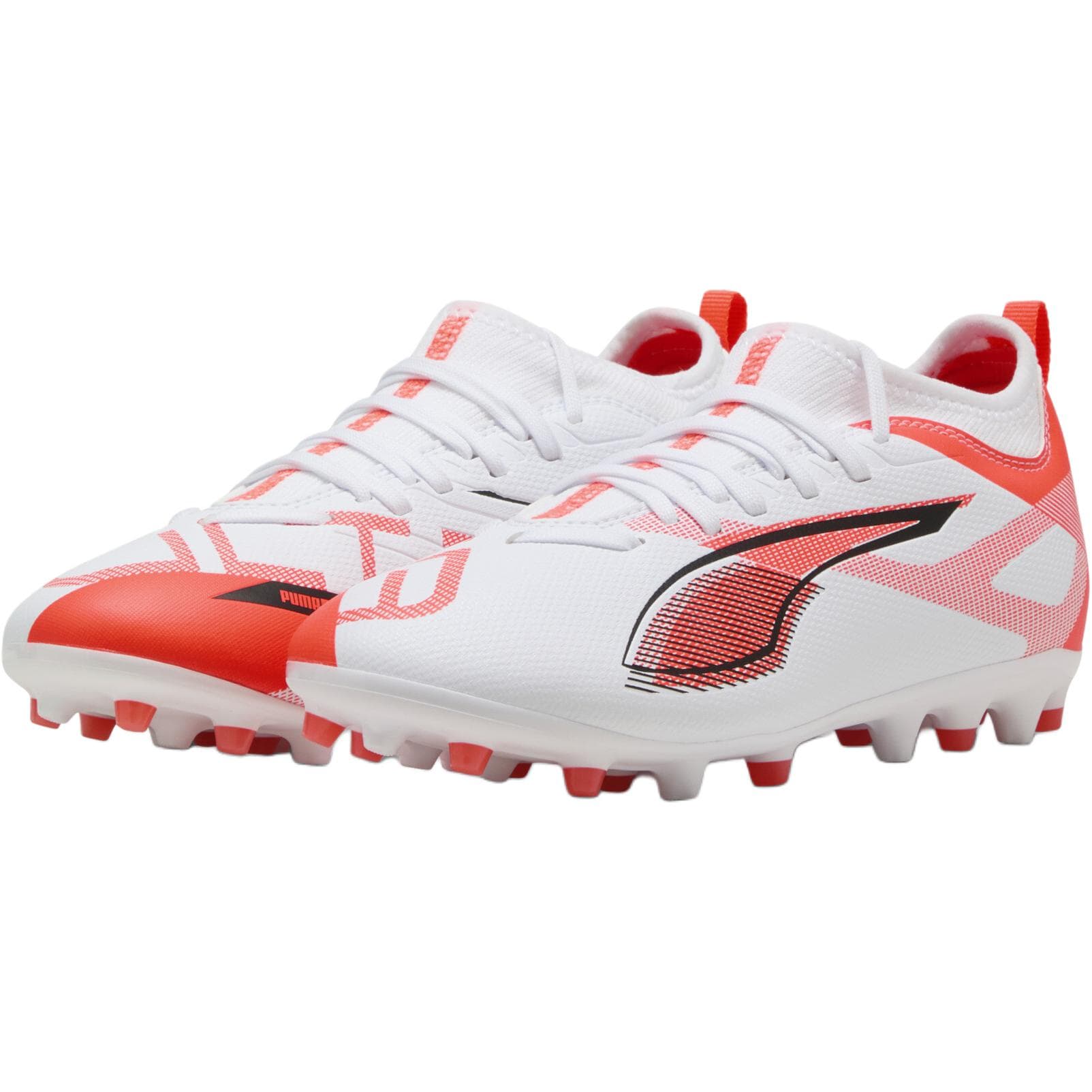Бутсы PUMA Ultra 5 Match Low Детская футбольная обувь PUMA Белый Черный Ярко-красный Детская - изображение 3