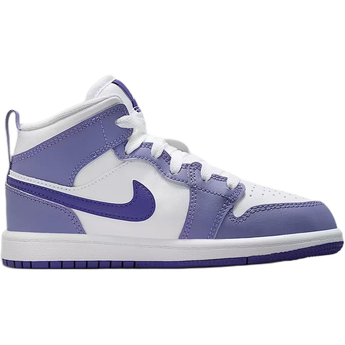 Кроссовки для баскетбола Jordan Air Jordan 1 Износостойкий MID Топ Детские Баскетбольные Кроссовки Фиолетовый Белый Малыш - изображение 2