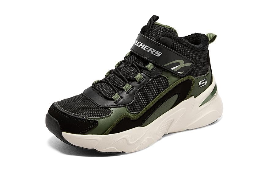 Кроссовки Skechers Bamina Anti KICK Low Топ Детская Обувь для Повседневной Жизни Черный Зеленый Белый Подростки - изображение 3
