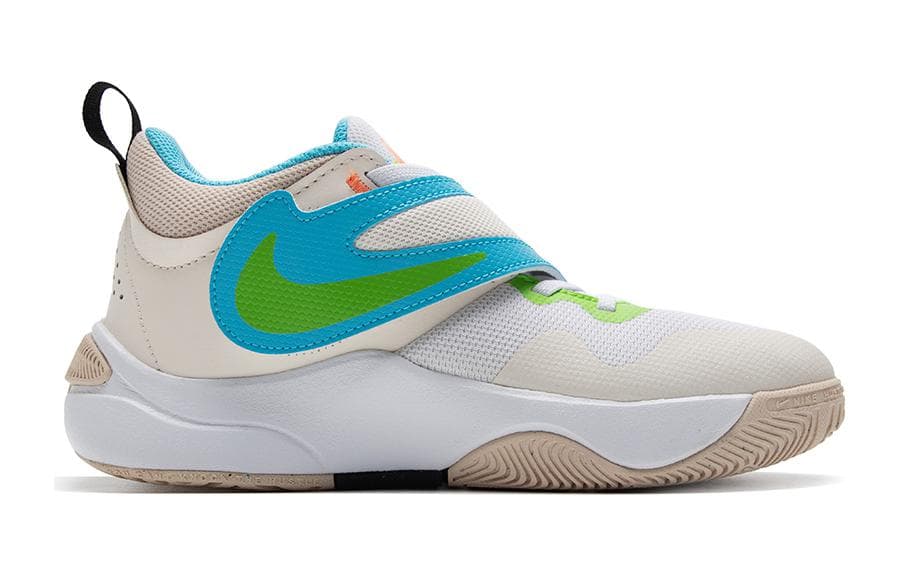 Кроссовки Nike Team Hustle D 11 Кожа Противоскользящая Устойчивая к истиранию Низкий Верх Повседневная Обувь Белый Синий Детская - изображение 2
