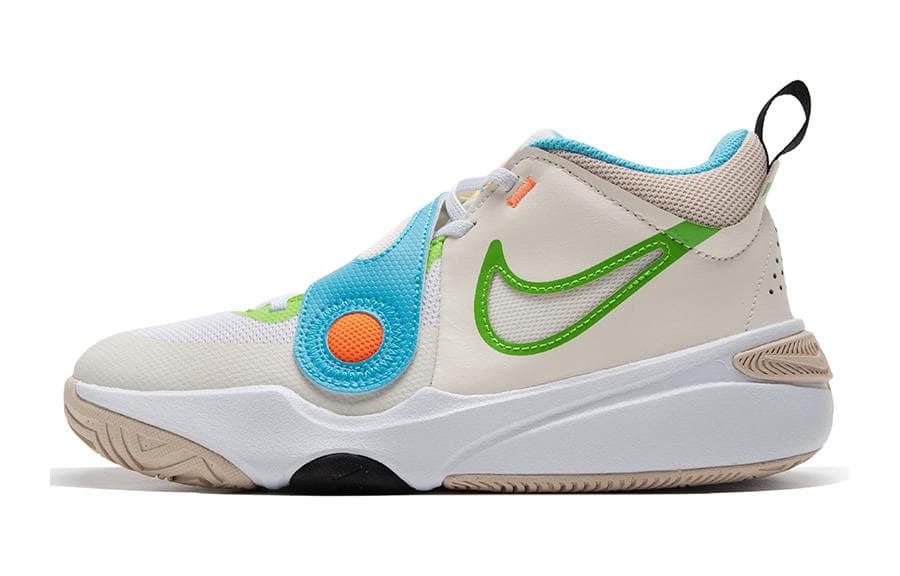Кроссовки Nike Team Hustle D 11 Кожа Противоскользящая Устойчивая к истиранию Низкий Верх Повседневная Обувь Белый Синий Детская - изображение 1