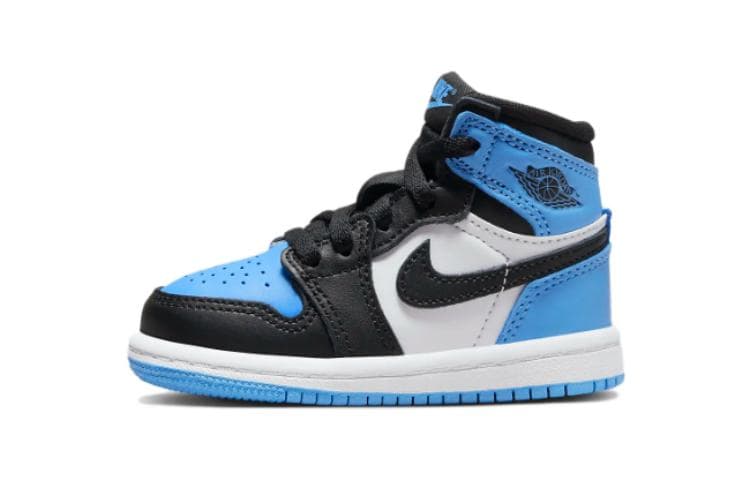 Кроссовки Jordan Air Jordan 1 High 'Университетский синий' Anti KICK Высокие Кроссовки для Малышей Черные Белые и Синие - изображение 1