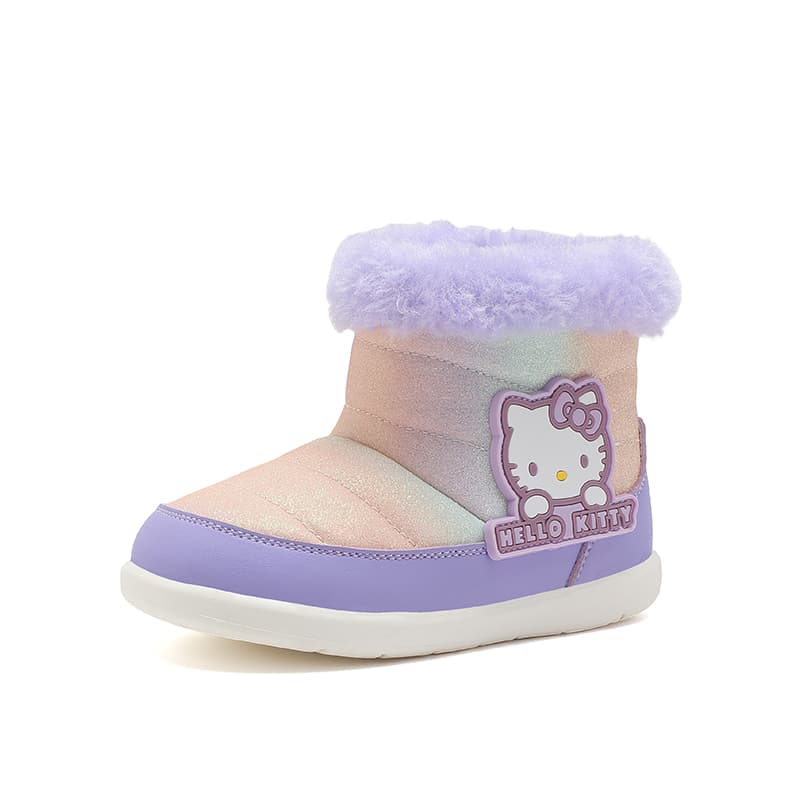 Sanrio Hello Kitty Осень и зима Мультяшный плюшевые универсальные удобные милые модные зимние ботинки с флисом утолщенные для мальчиков и девочек анти-удар легкие амортизация термозащитные мид-топ детские - изображение 2