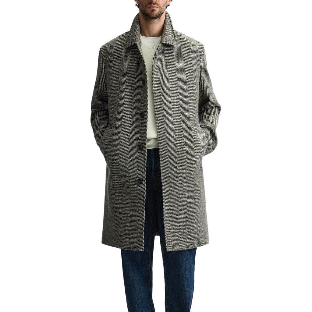 Пальто ZARA Relaxed Herringbone Coat Brown - изображение 3