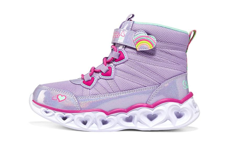 Кроссовки Skechers Heart Lights Аbrasion Resistant High Топ Детские Лайфстайл Обувь Фиолетовый Белый Подростки - изображение 1