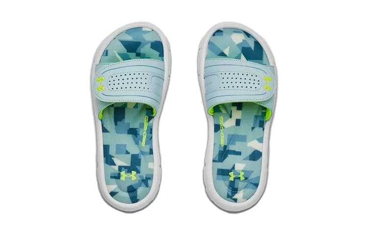 Under Armour Ignite Противоскользящие Амортизирующие Легкие Тапочки Белые Зеленые Детские - изображение 4