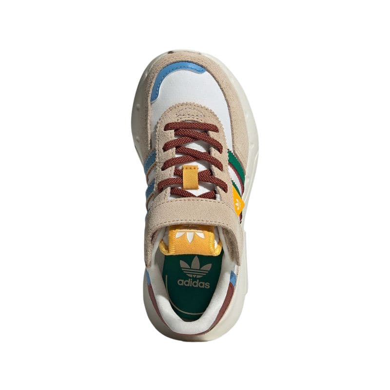 Кроссовки Adidas Originals Retropy F2 Детская повседневная обувь Низкий топ Белый Зеленый Светлый Умбра Kids - изображение 4