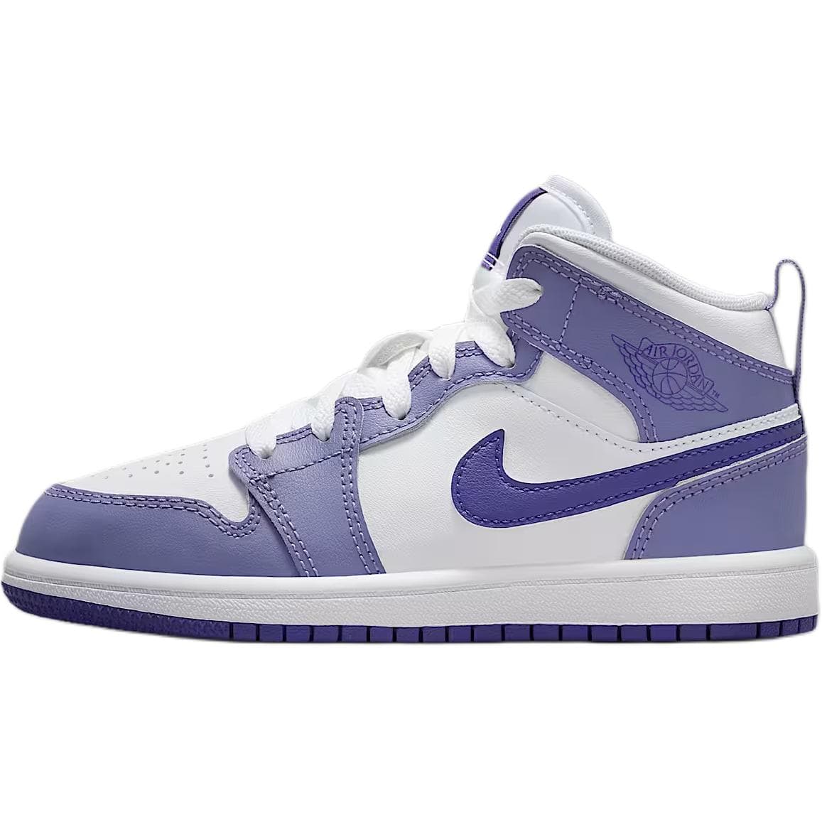 Кроссовки для баскетбола Jordan Air Jordan 1 Износостойкий MID Топ Детские Баскетбольные Кроссовки Фиолетовый Белый Малыш - изображение 1