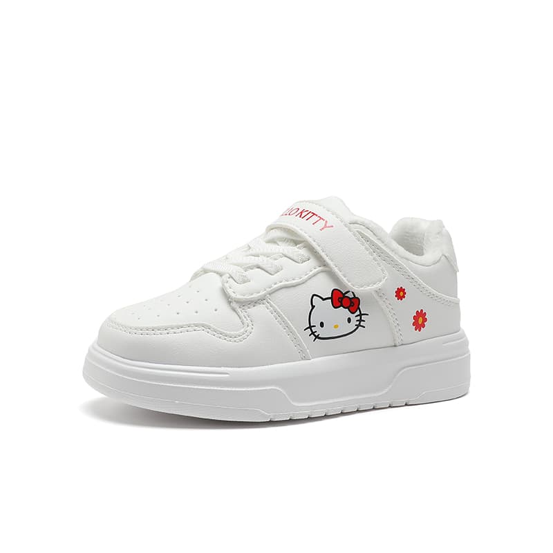 Кроссовки Sanrio Хелло Китти Универсальные милые мультяшные модные удобные белые кроссовки для детей и подростков Осень и зима С утеплителем Утолщенные износостойкие с отскоком легкие амортизирующие термозащитные баланс Лоу-топы Повседневная обувь для скейтборда - изображение 2