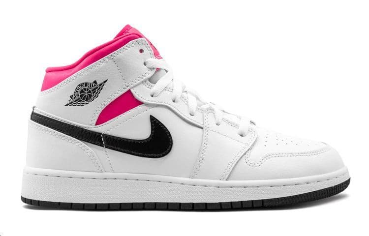 Кроссовки для баскетбола Jordan Air Jordan 1 Mid White Black Hyper Pink GS - изображение 5