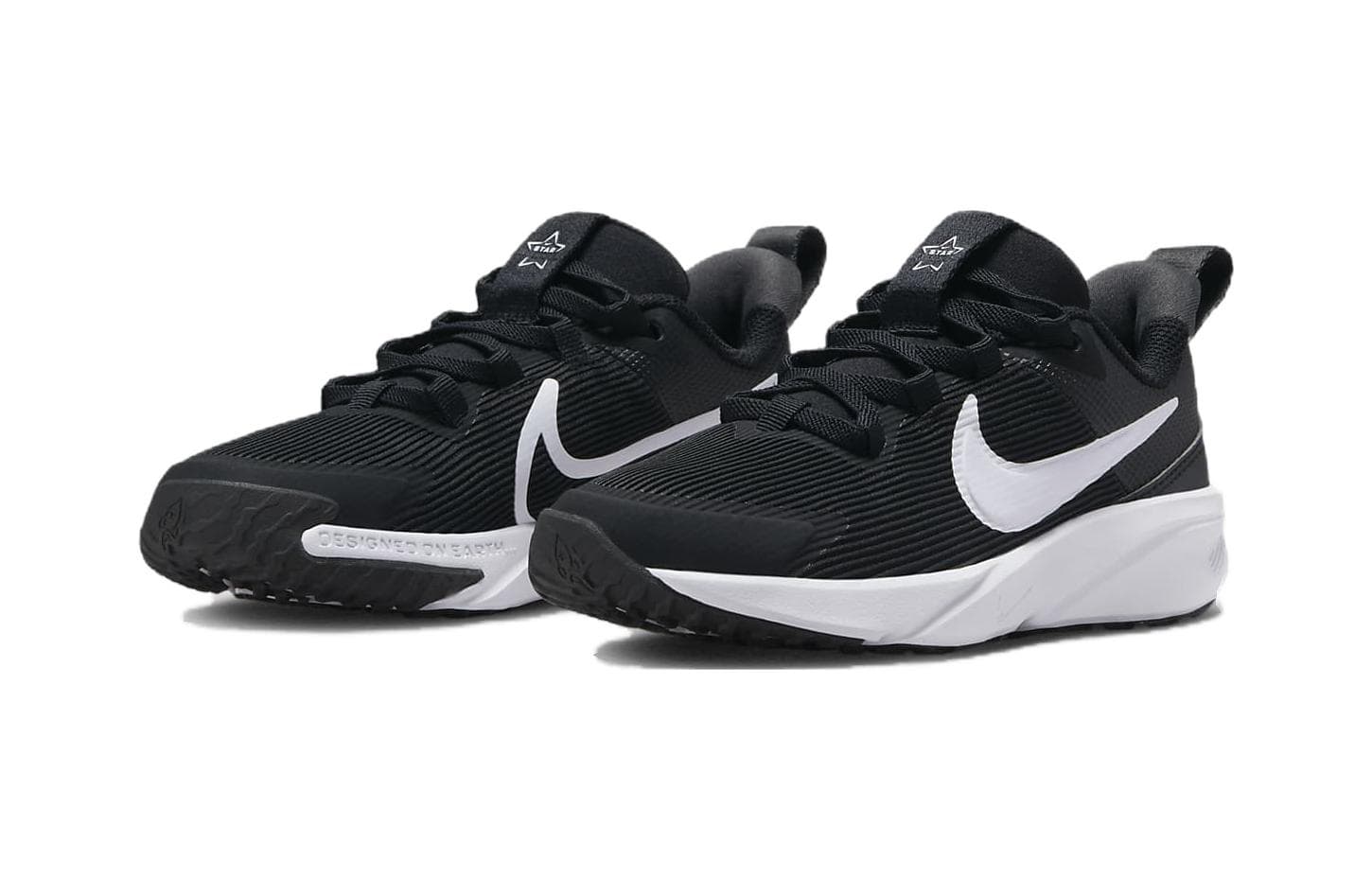 Кроссовки Nike Star Runner 4 Противоскользящие Устойчивые к истиранию Низкие Детские Беговые Кроссовки Черный Белый Детский - изображение 3