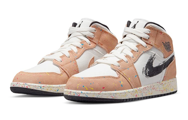 Кроссовки для баскетбола Jordan Air Jordan 1 Mid SE "Splatter" GS - изображение 5