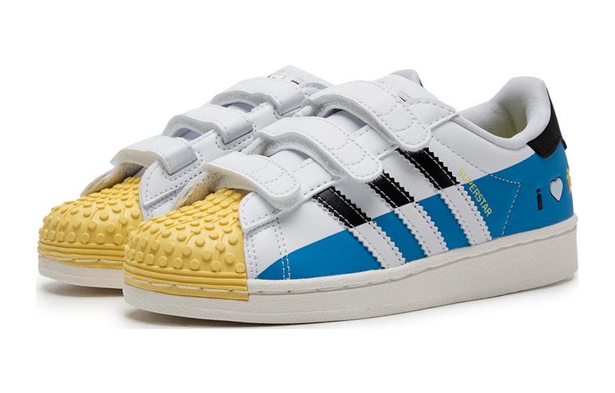 Кроссовки Adidas Originals SUPERSTAR CF C Устойчивый к истиранию Дышащий Низкий Верх Детская Обувь для Скейтбординга Белый Синий - изображение 3
