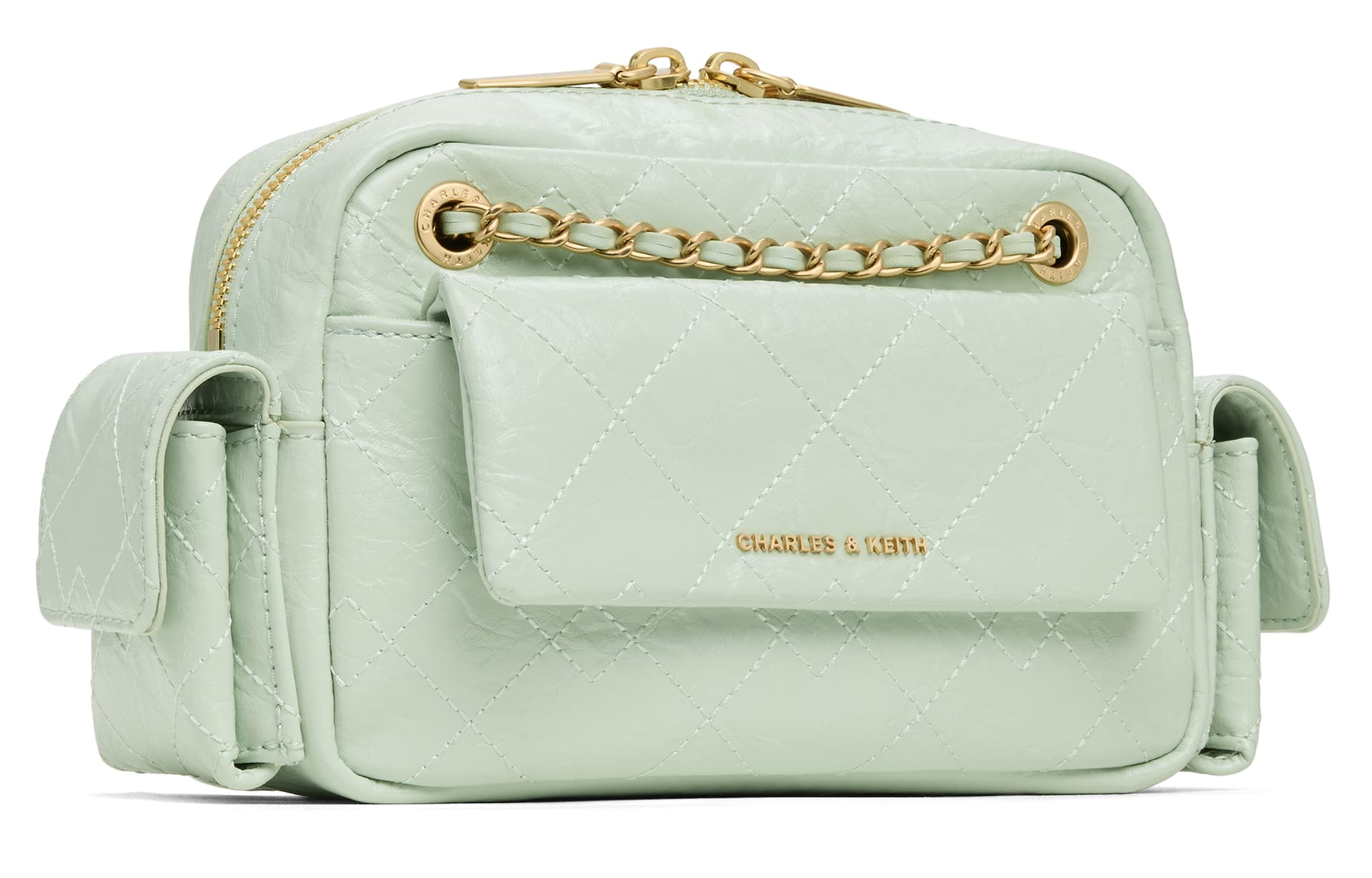 Сумка через плечо CHARLES&KEITH Сумка с цепочкой и ромбовидным узором, карманная сумка на плечо, маленький размер, многоцветный - изображение 2