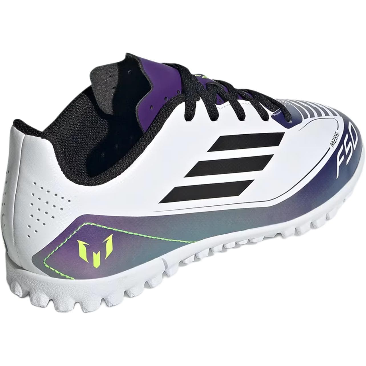 Бутсы Adidas F50 CLUB Устойчивые к истиранию противоскользящие низкие детские футбольные бутсы белого цвета для детей - изображение 4