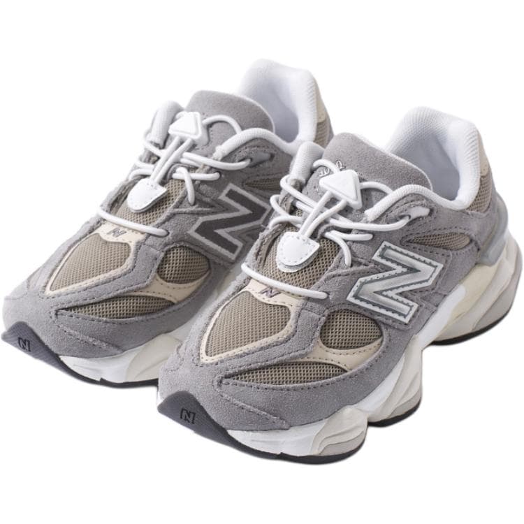Кроссовки New Balance NB 9060 Устойчивый к истиранию Низкий верх Детская беговая обувь Серый Белый Детская - изображение 3