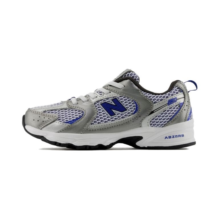 Кроссовки New Balance Ткань Амортизация Износостойкий Низкий Верх Детская Беговая Обувь Белый Серебряный Детский - изображение 1