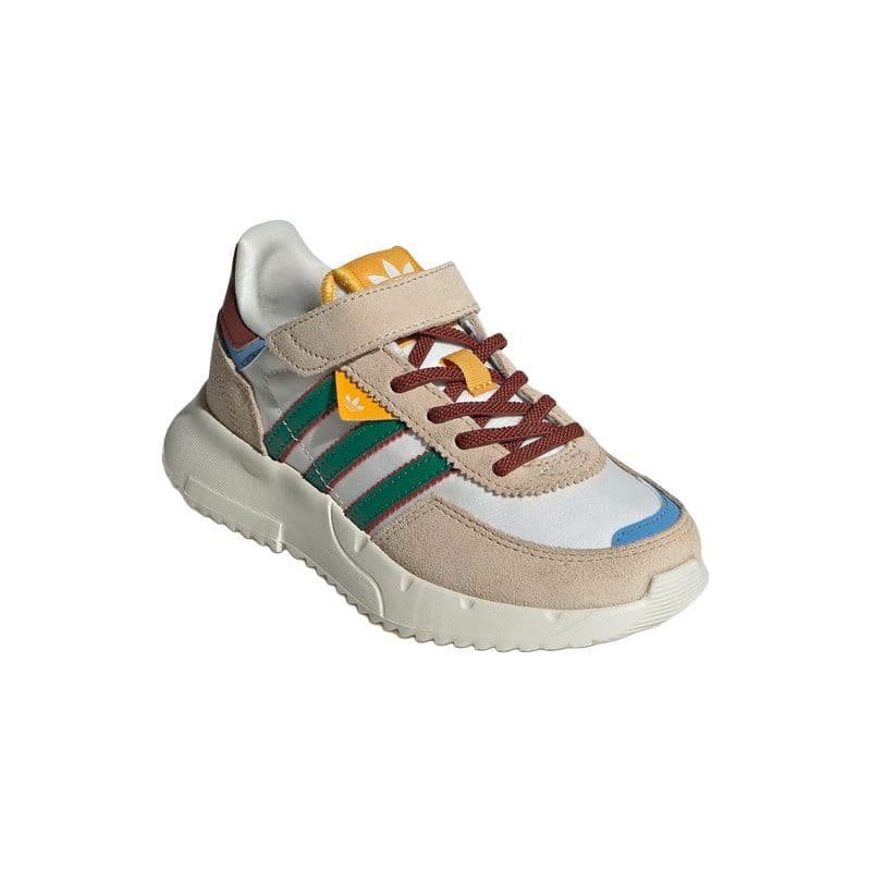 Кроссовки Adidas Originals Retropy F2 Детская повседневная обувь Низкий топ Белый Зеленый Светлый Умбра Kids - изображение 3