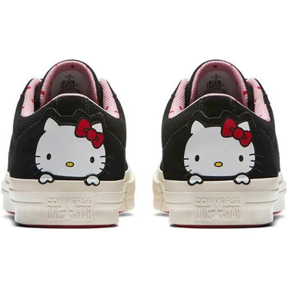 Кроссовки Hello Kitty x Converse One Star Устойчивый к истиранию Низкий верх Детские Скейтбординги Черный Детский - изображение 5
