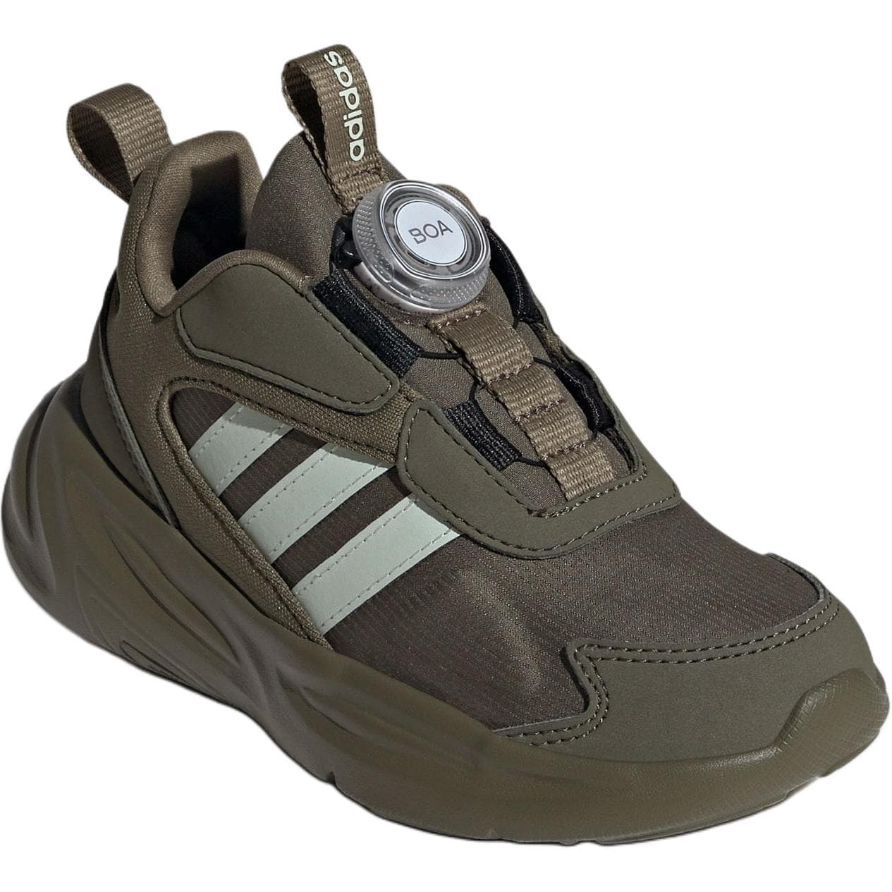 Кроссовки Adidas Ozelle Ткань Устойчивая к Износу Низкие Кеды Детские Лайфстайл Обувь Оливково-Зеленый Детский - изображение 2