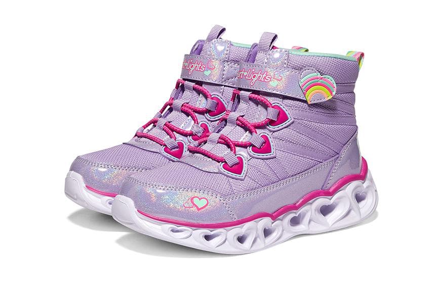 Кроссовки Skechers Heart Lights Аbrasion Resistant High Топ Детские Лайфстайл Обувь Фиолетовый Белый Подростки - изображение 4