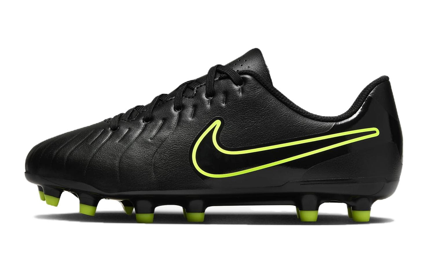 Бутсы Nike JR. Tiempo Legend 10 Противоскользящие Низкие Детские Футбольные Бутсы Черные Зеленые Подростковые - изображение 1
