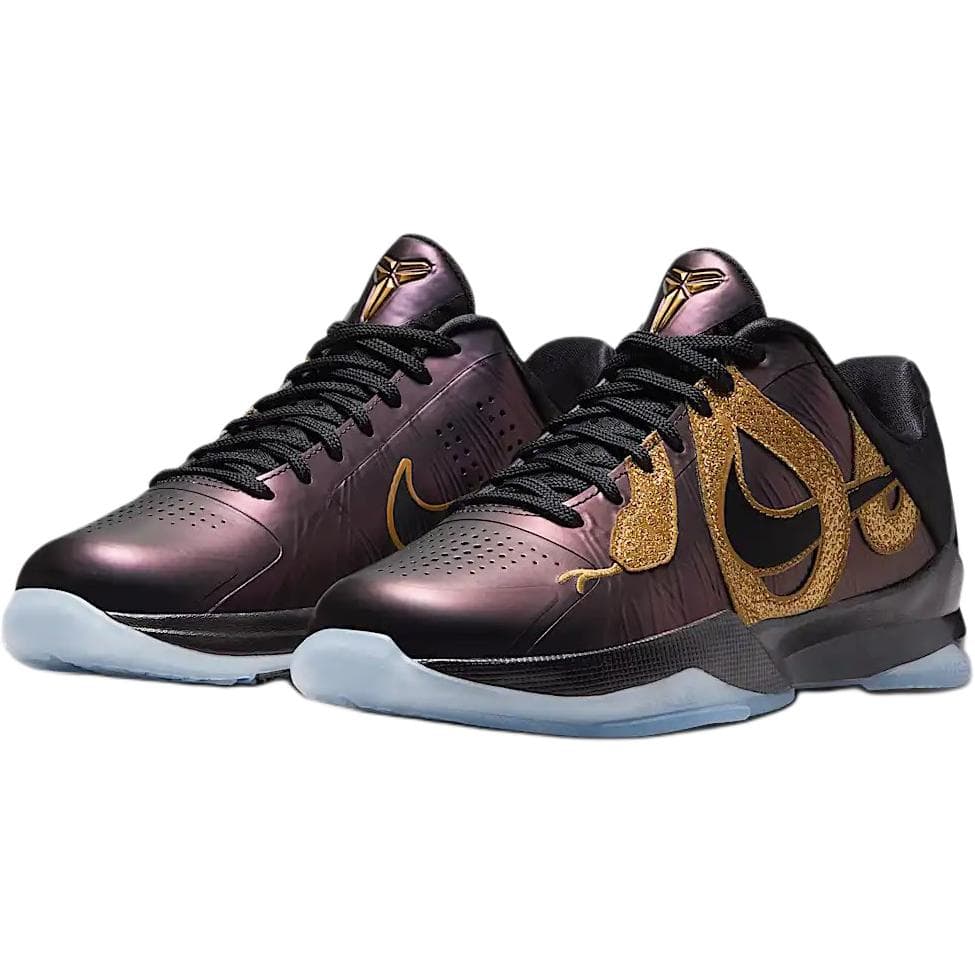 Кроссовки для баскетбола NIKE Zoom Kobe 5 High Топ Баскетбольные кроссовки Фиолетово-черный Золото Детский - изображение 3
