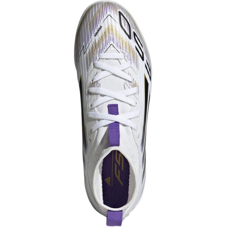 Бутсы Adidas Противоскользящие Устойчивые к истиранию MID Топ Детские Футбольные Бутсы Белый Золото Детские - изображение 4