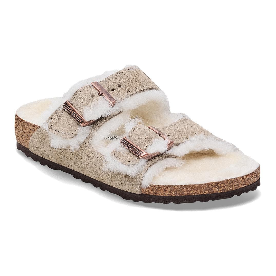 Birkenstock Arizona Shearling ЭВА противоскользящие домашние тапочки для детей узкий дизайн песочный цвет для дома - изображение 2