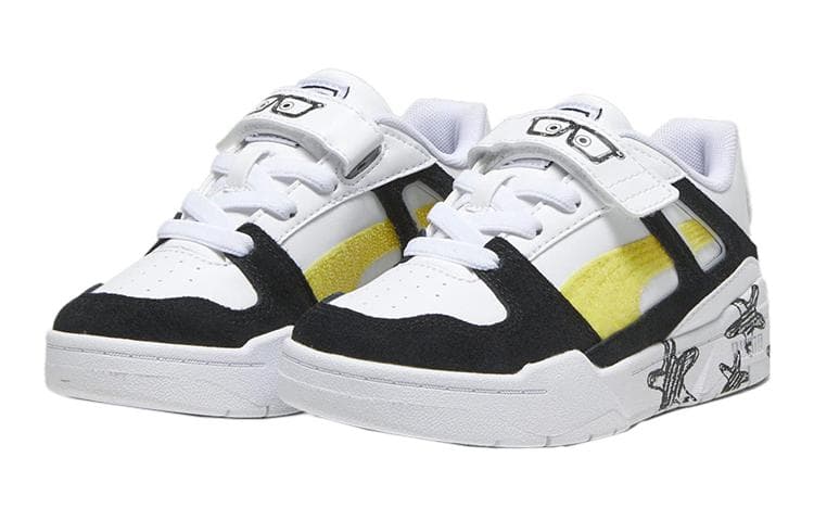 Кроссовки SPONGEBOB SQUAREPANTS X PUMA X SPONGEBOB Трендовые низкие кроссовки для скейтбординга Белый Черный Желтый Детские - изображение 3