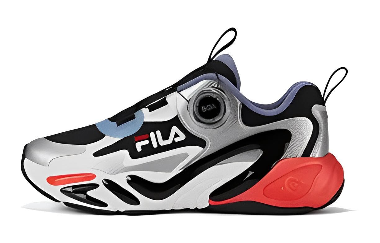 Кроссовки FILA KIDS Амортизация Низкие Кроссовки для Беговых Занятий Детские Черные Серебристые Красные Подростковые - изображение 1