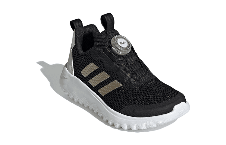 Кроссовки Adidas ActiveFlex BOA 3,0 BOA Ткань Удобный Противоскользящий Низкий Верх Детская Беговая Обувь Черный Золото Детская - изображение 3