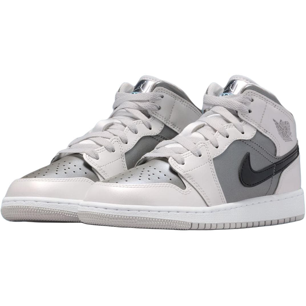 Кроссовки для баскетбола Jordan Air Jordan 1 MID Топ Детские Баскетбольные Кроссовки Белый Серый Малыш - изображение 3