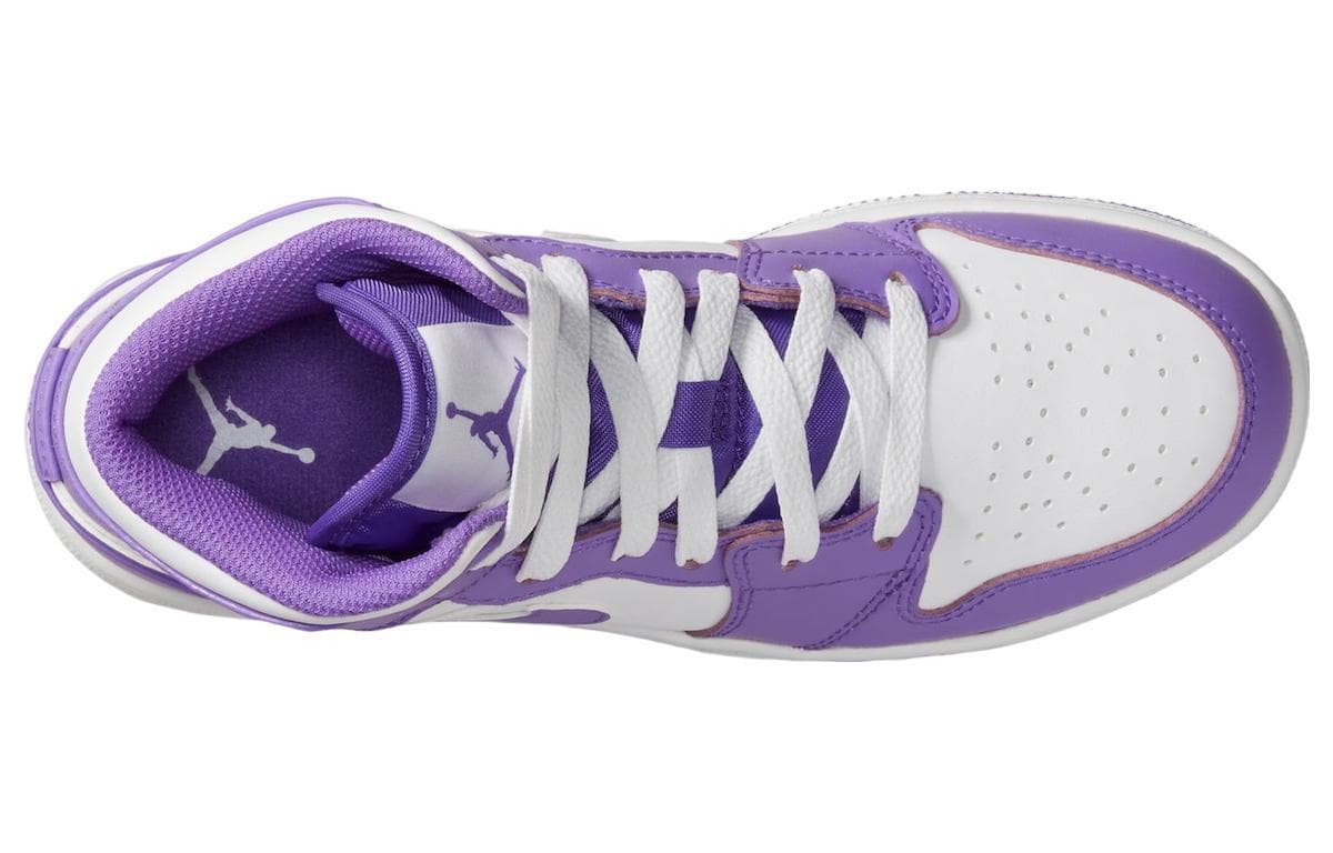Кроссовки для баскетбола Jordan Air Jordan 1 Mid "White Purple" GS - изображение 4