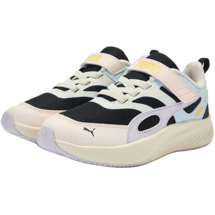 Кроссовки PUMA Pounce Lite противоскользящие низкие детские повседневные туфли бежево-черного цвета - изображение 3