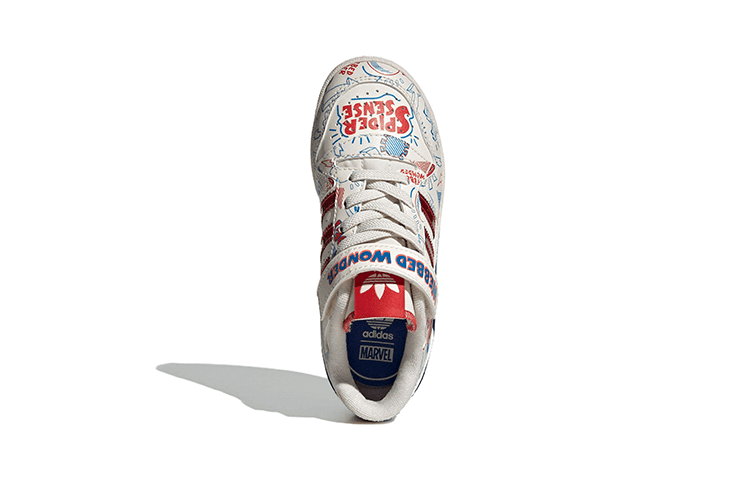 Кроссовки Adidas Originals FORUM Кожа Низкий Верх Детская Скейтбординг Обувь Белый Красный Синий Детская Возраст 3-7 Лет - изображение 4