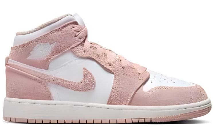Кроссовки Jordan Air Jordan 1 Кожа MID Скейтборд Обувь Бело-розовая Унисекс - изображение 2