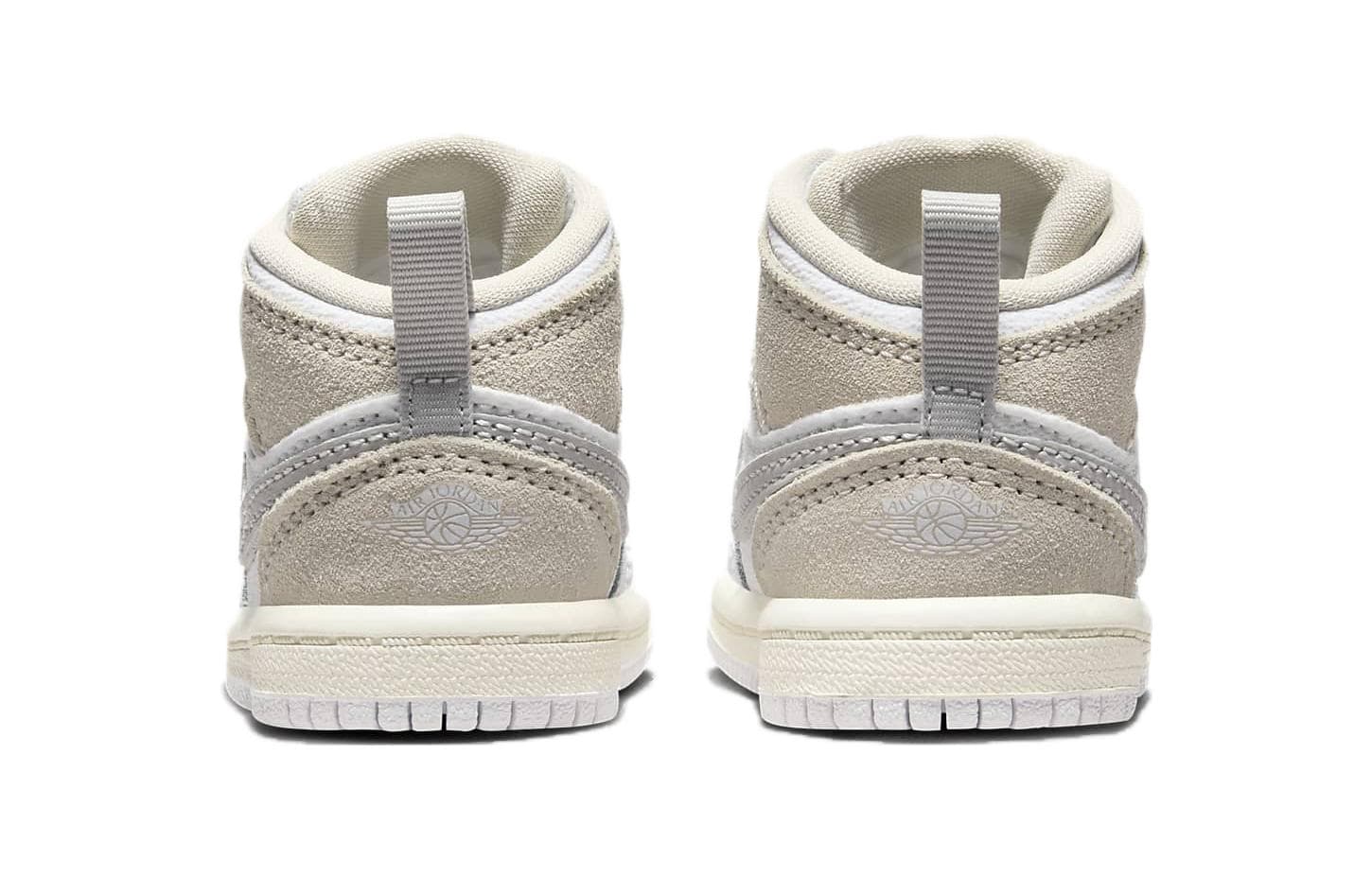 Кроссовки Jordan Air Jordan 1 Противоскользящая Амортизация MID Обувь для младенцев и малышей Серый Белый Infant and Toddler - изображение 5