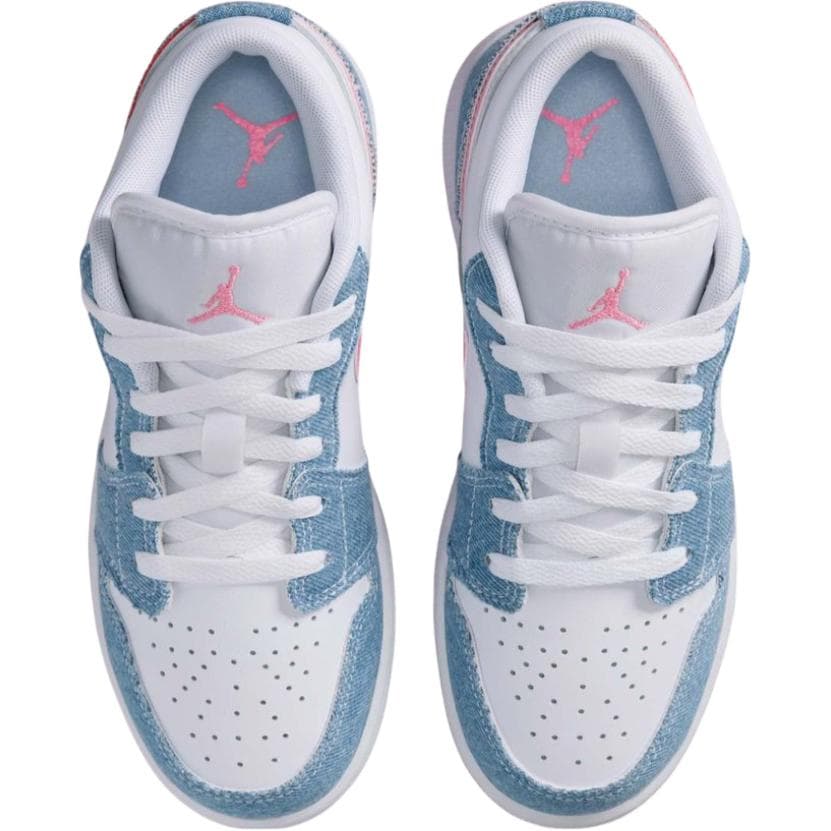 Кроссовки для баскетбола Jordan Air Jordan 1 Деним Low Топ Баскетбольные кроссовки Белый и синий цвет Унисекс - изображение 4
