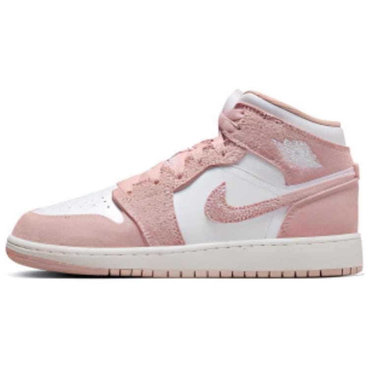 Кроссовки Jordan Air Jordan 1 Кожа MID Скейтборд Обувь Бело-розовая Унисекс - изображение 6