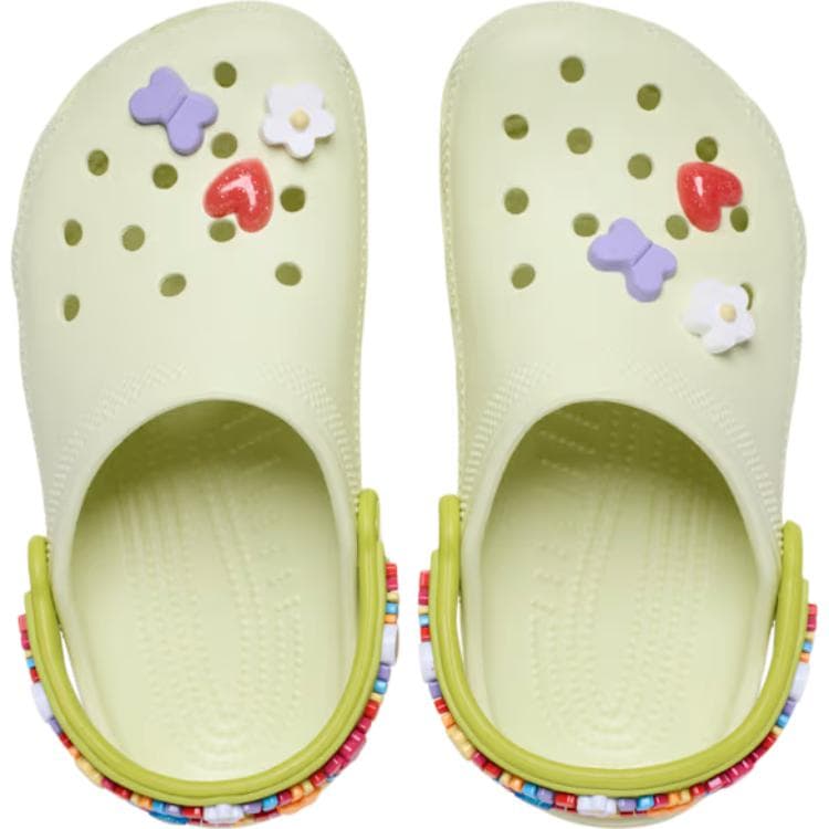 Сандалии Crocs Classic Friendship Bracelet Clog противоскользящие устойчивые к истиранию низкие детские сандалии зеленый детские - изображение 6