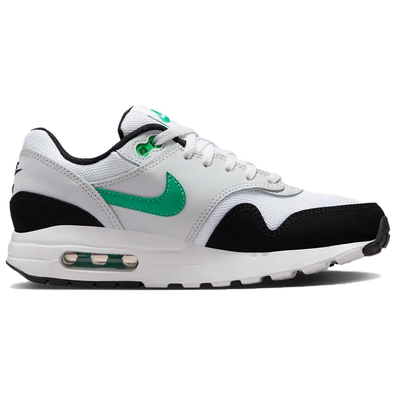 Кроссовки Nike Air MAX 1 Кожа Низкий Верх Детская Беговая Обувь Белый Черный Зеленый Детская - изображение 2