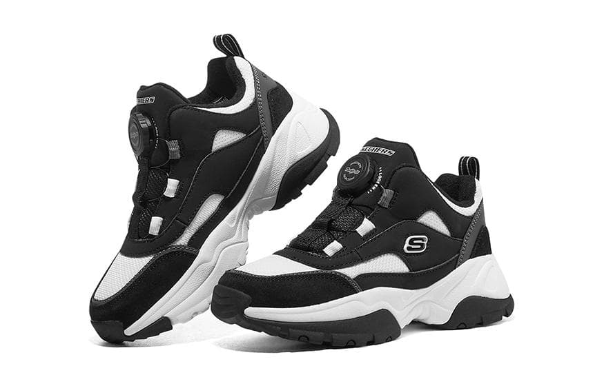 Кроссовки Skechers Sport Устойчивые к истиранию Легкие Износостойкие Детские повседневные кроссовки Черный Белый Подростки - изображение 4
