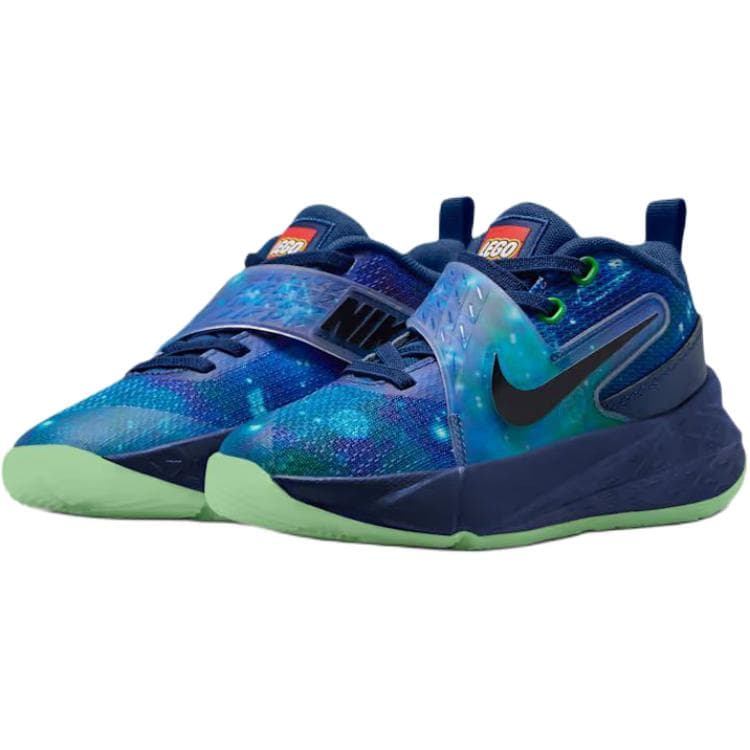 Кроссовки для баскетбола Nike X LEGO Team Hustle D 12 Low Топ Детские Баскетбольные Кроссовки Brave Синий Черный Зеленый Детский - изображение 3