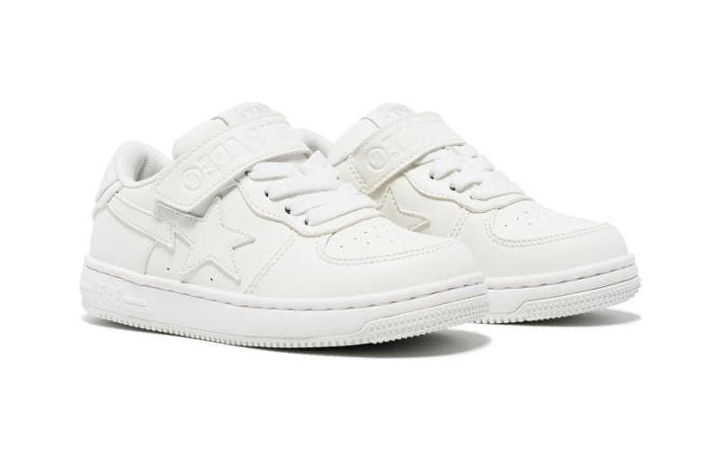 Кроссовки A BATHING APE STA ПУ (полиуретан) Низкий Топ Детская Скейтбординг Обувь Белая Детская для Возраста 3-7 Лет - изображение 4