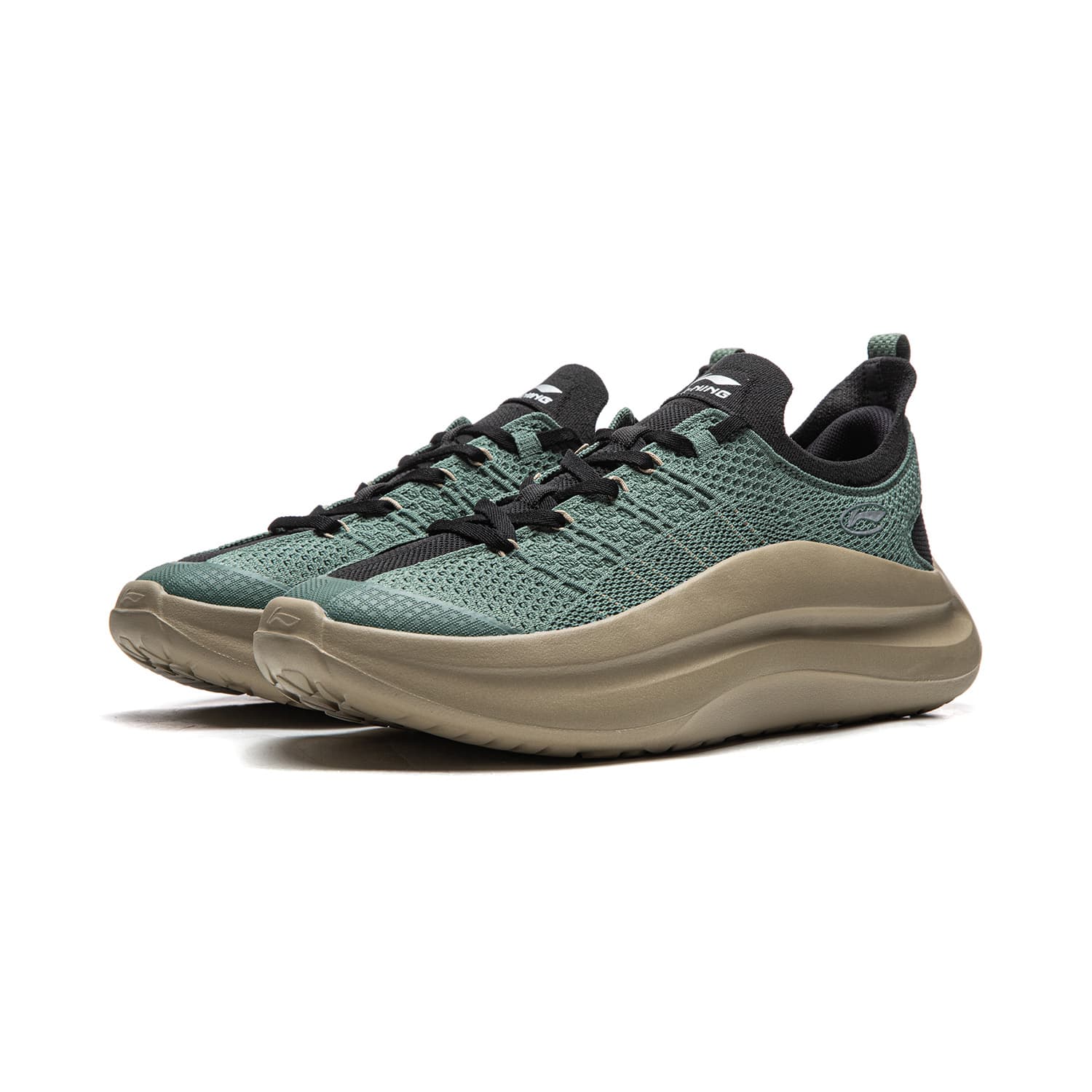 Кроссовки Li-Ning Cloud Slip On Мягкие и упругие, универсальные и модные, с высокой подошвой, амортизирующие, противоскользящие, износостойкие и легкие, лоу-топы, повседневная обувь, мужские, горный зеленый, ночной черный - изображение 3